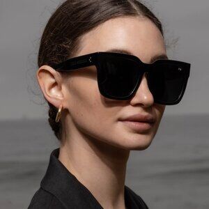HEIDI MERRICK Santa Barbara Frame Black Oversize Sunglasses Square NEW
